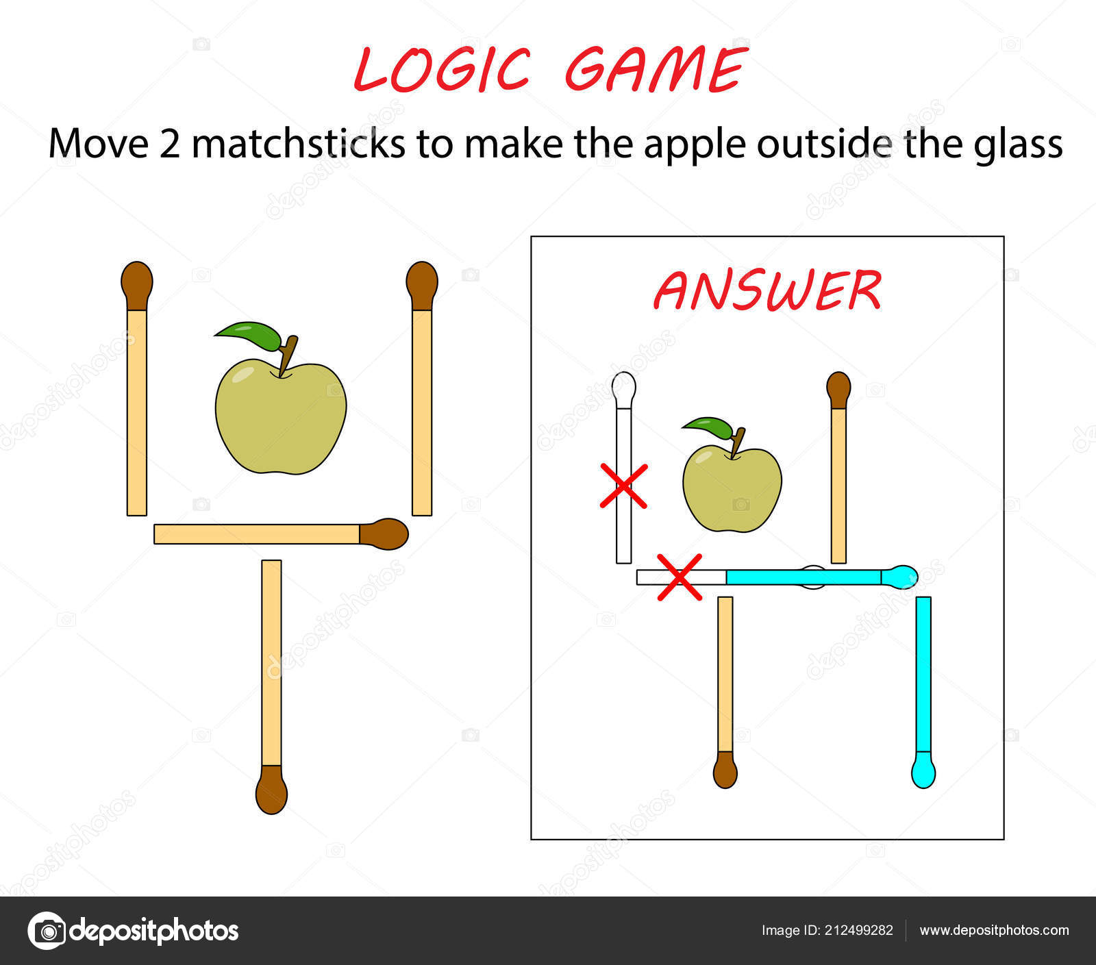 Jogo Lógica Para Crianças Jogo Puzzle Com Jogos Mover Fósforos imagem  vetorial de kalinicheva_maria@mail.ru© 212499282